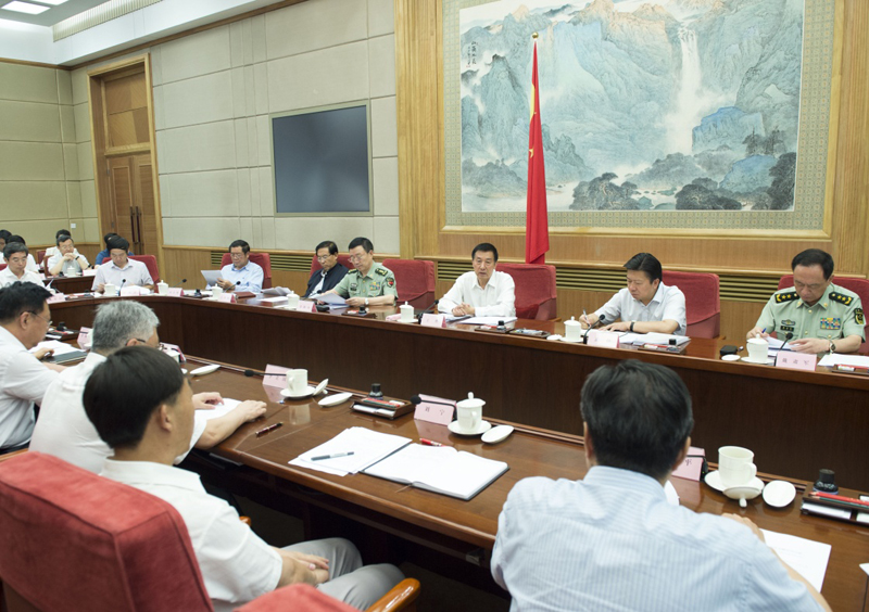7月12日，國務委員、國家減災委主任王勇在北京主持召開國家減災委員會專題會議。新華社記者 王曄 攝
