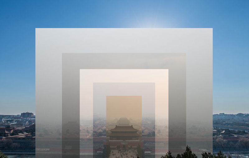 12月17日至22日（從內至外）在北京拍攝的故宮（拼版照片）。